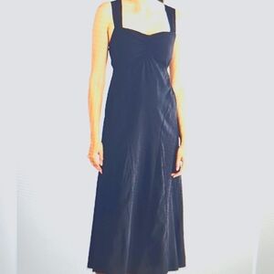 NWT Stitchdrop Bae Shore Sleeveless Midi Dress Flared Smocked Back BLUE Large